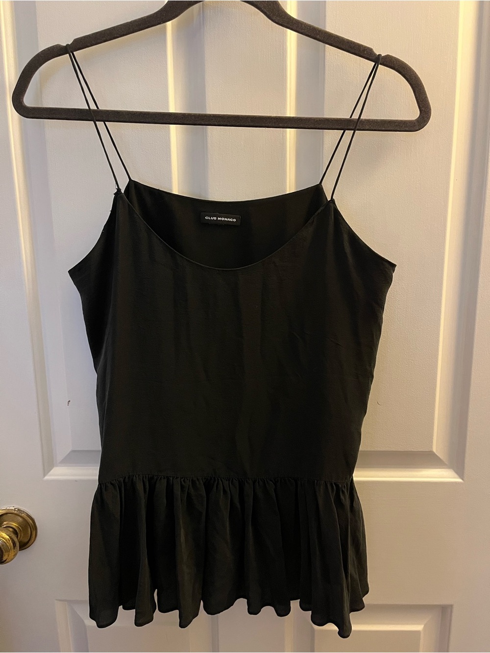 Club Monaco Black Spaghetti Strap Peplum Camisole